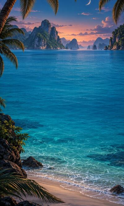 Palm Cove: palms over a turquoise bay